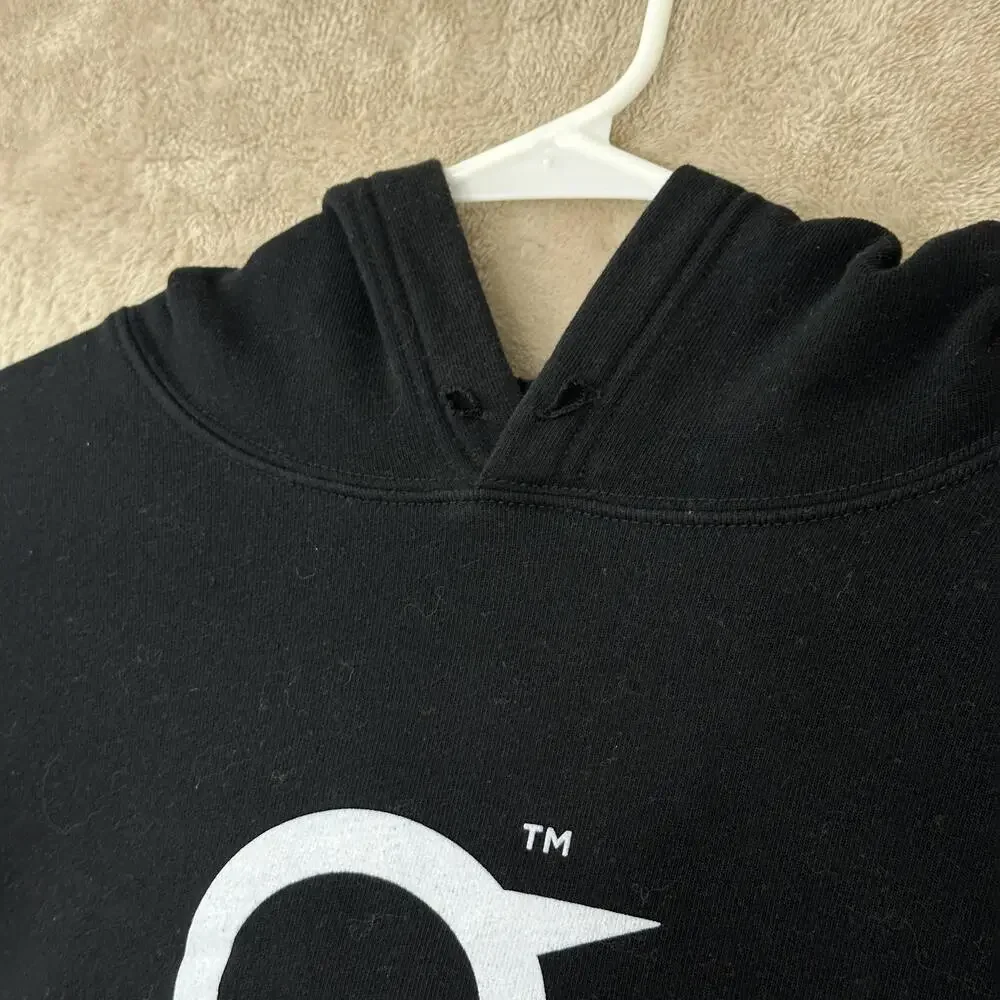 Bella + Canvas Hoodie Womens XL Black Cropped Cigar Warning Graphic Logo Fleece